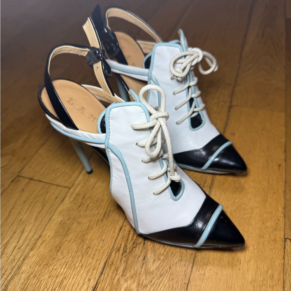 L.A.M.B. Stiletto Leather Booties